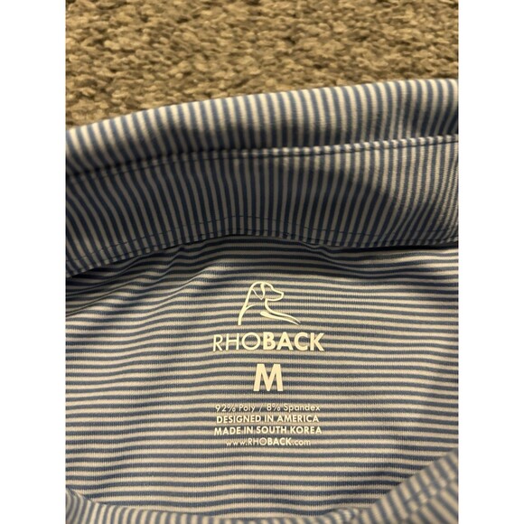Rhoback Polo Shirt Mens M Blue Stripe Embroidered Casual Performance Golf Lot 3 - Picture 12 of 16